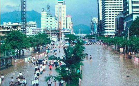 Shenzhen after typhoon in the 1990s
